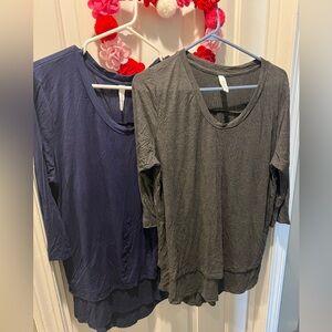 Latched Mama Long Sleeve Tops in Gray and Blue nursing maternity